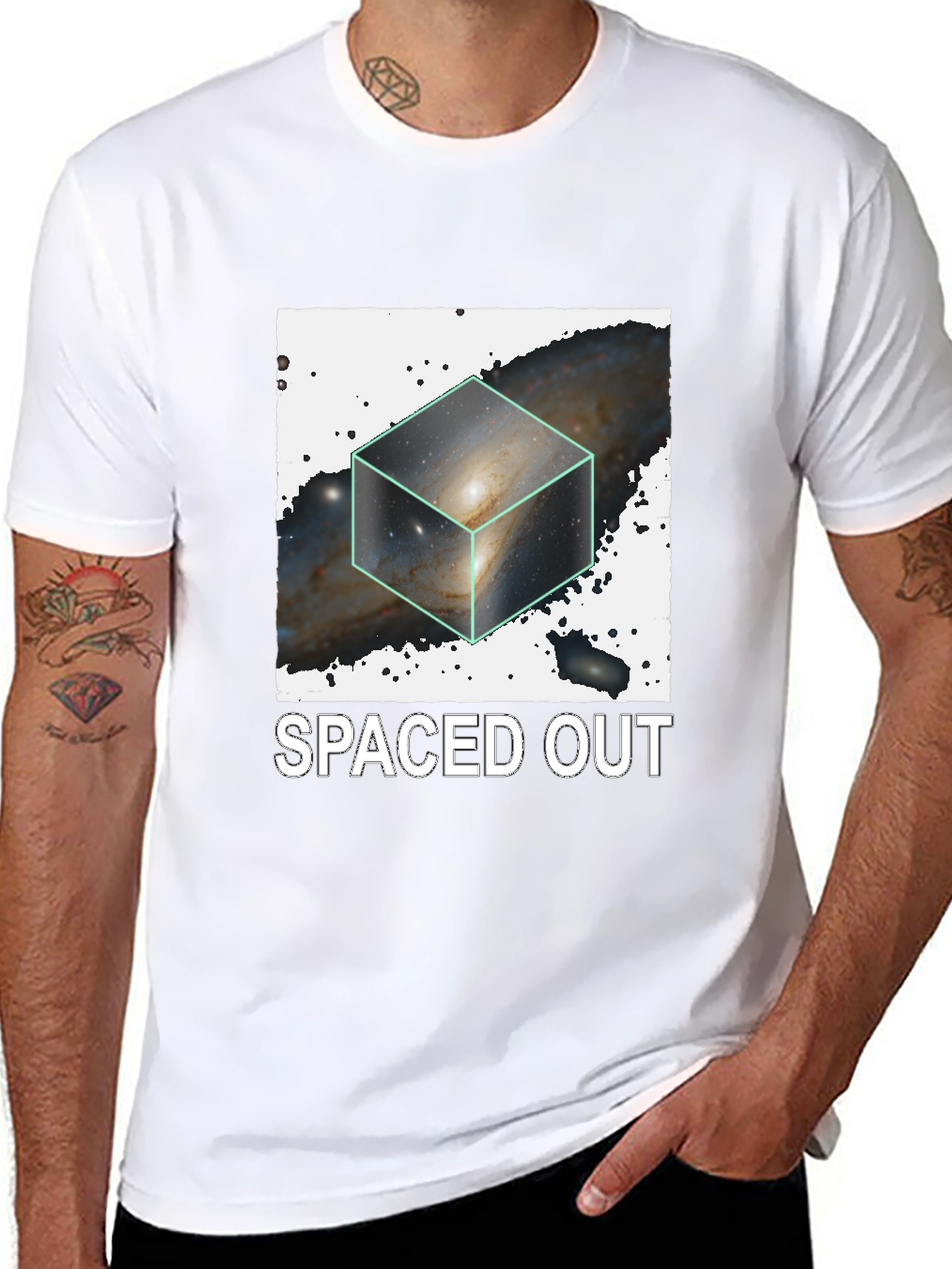 Spaced Out Galaxy Cube Black T-Shirt