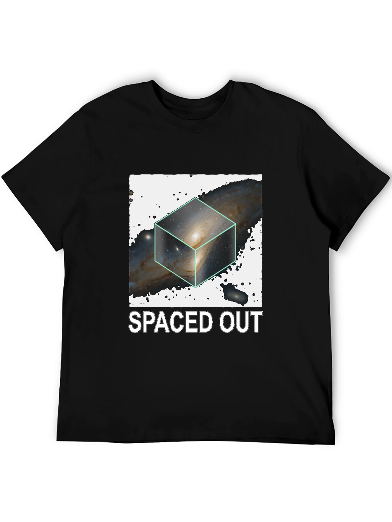 Spaced Out Galaxy Cube Black T-Shirt