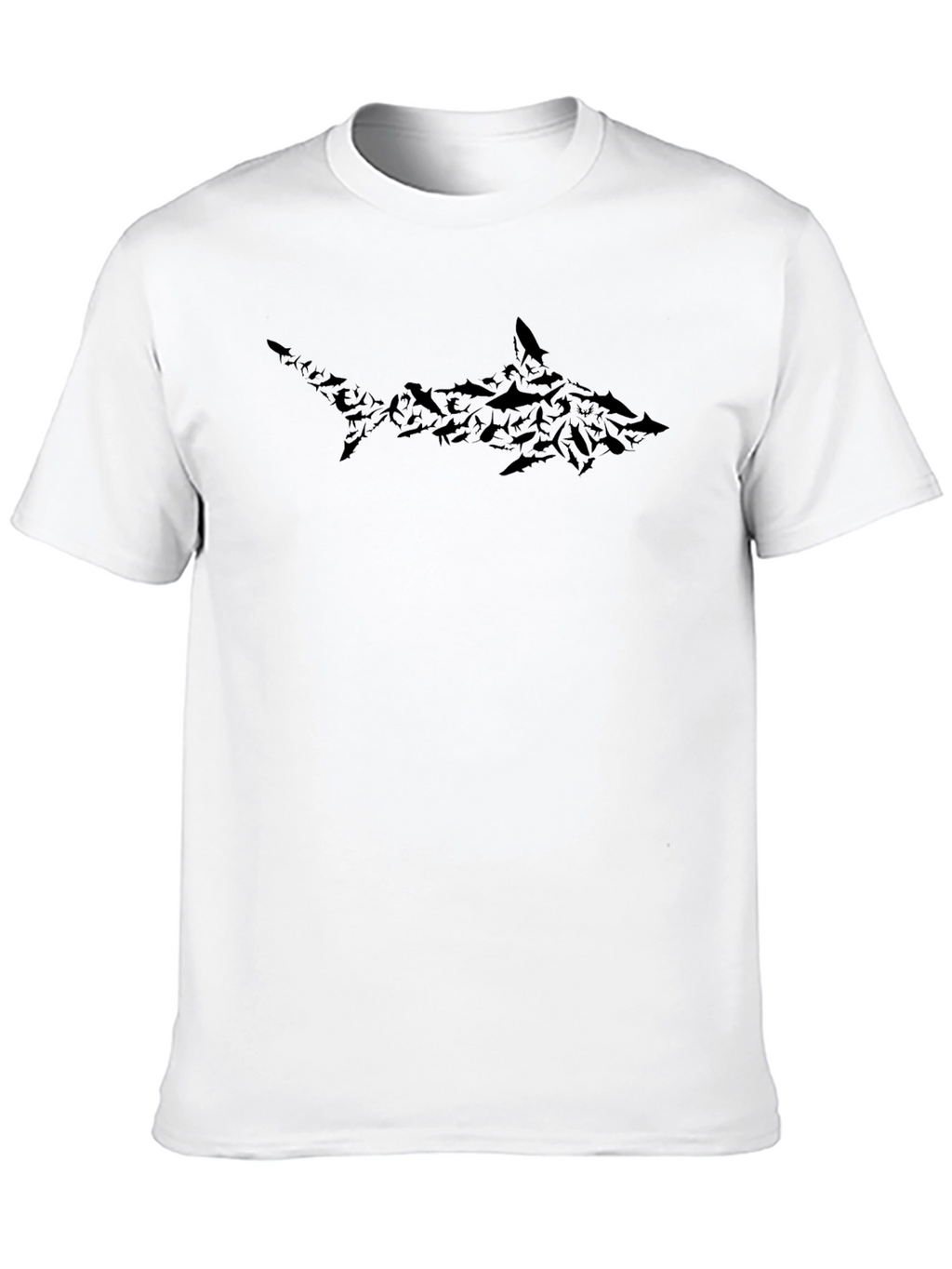 Shark Silhouette Graphic Print Tee - Black