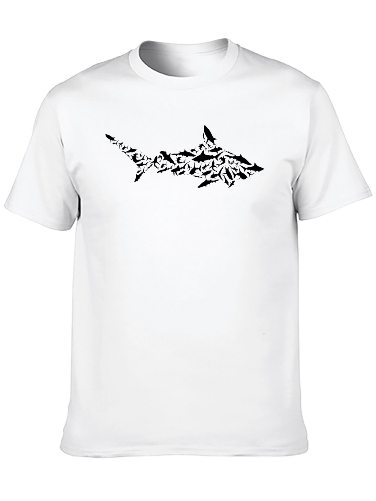 Shark Silhouette Graphic Print Tee - Black