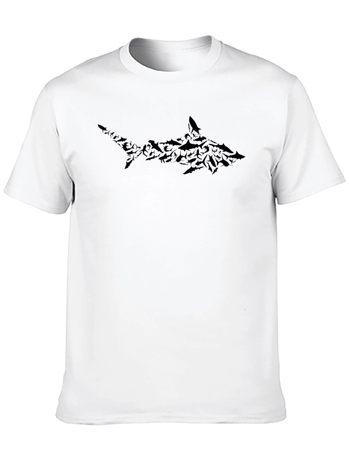 Shark Silhouette Graphic Print Tee - Black