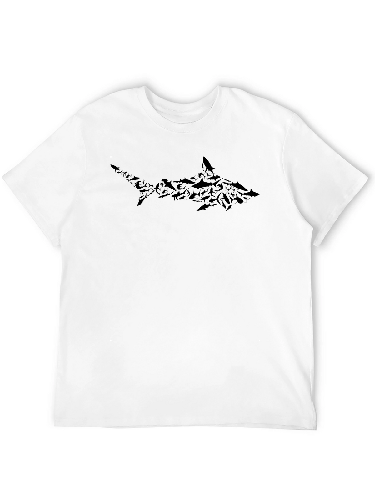 Shark Silhouette Graphic Print Tee - Black