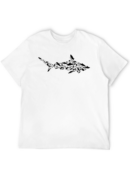 Shark Silhouette Graphic Print Tee - Black