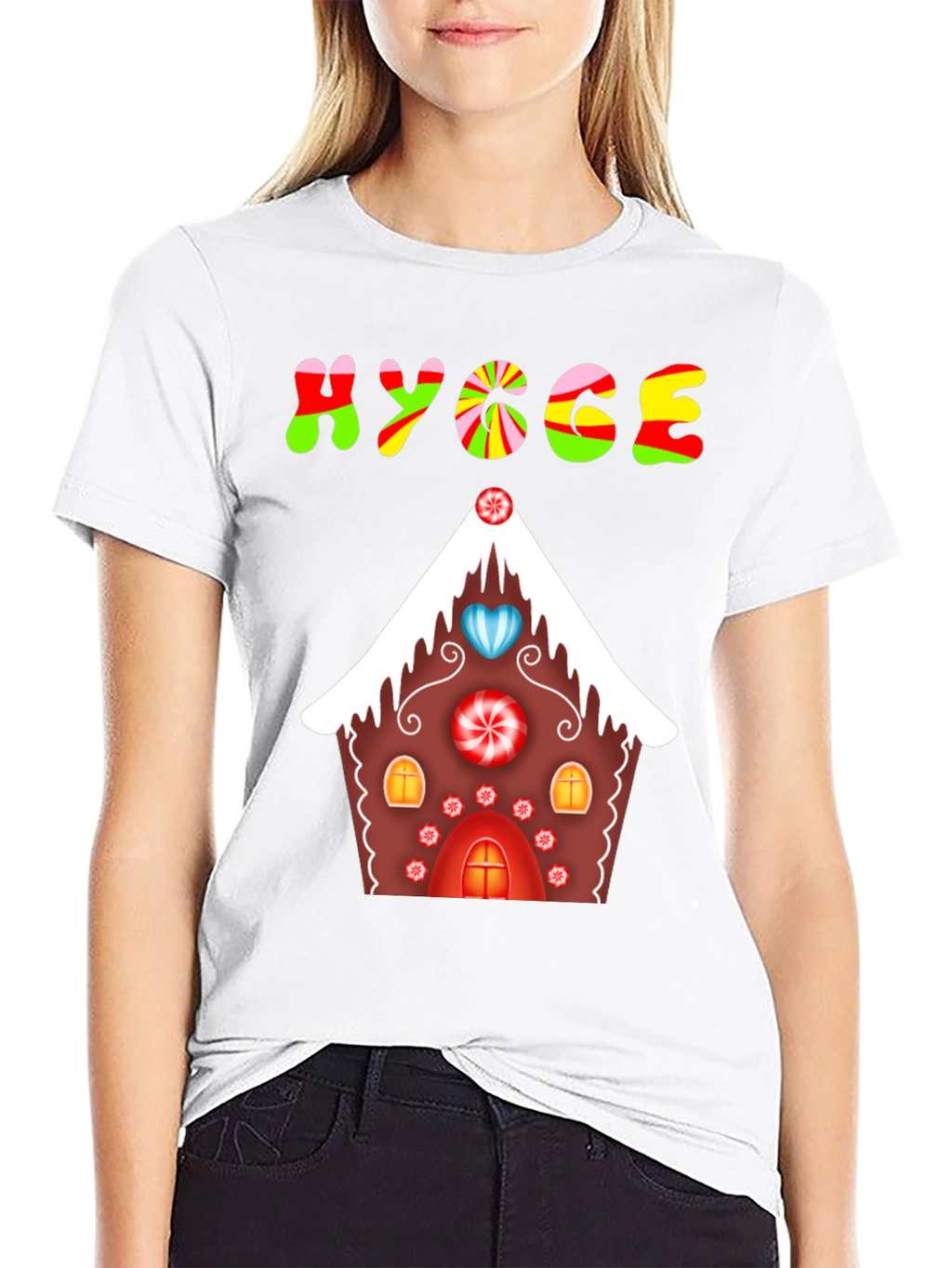 Hygge Gingerbread House Graphic Tee - Festive Comfort