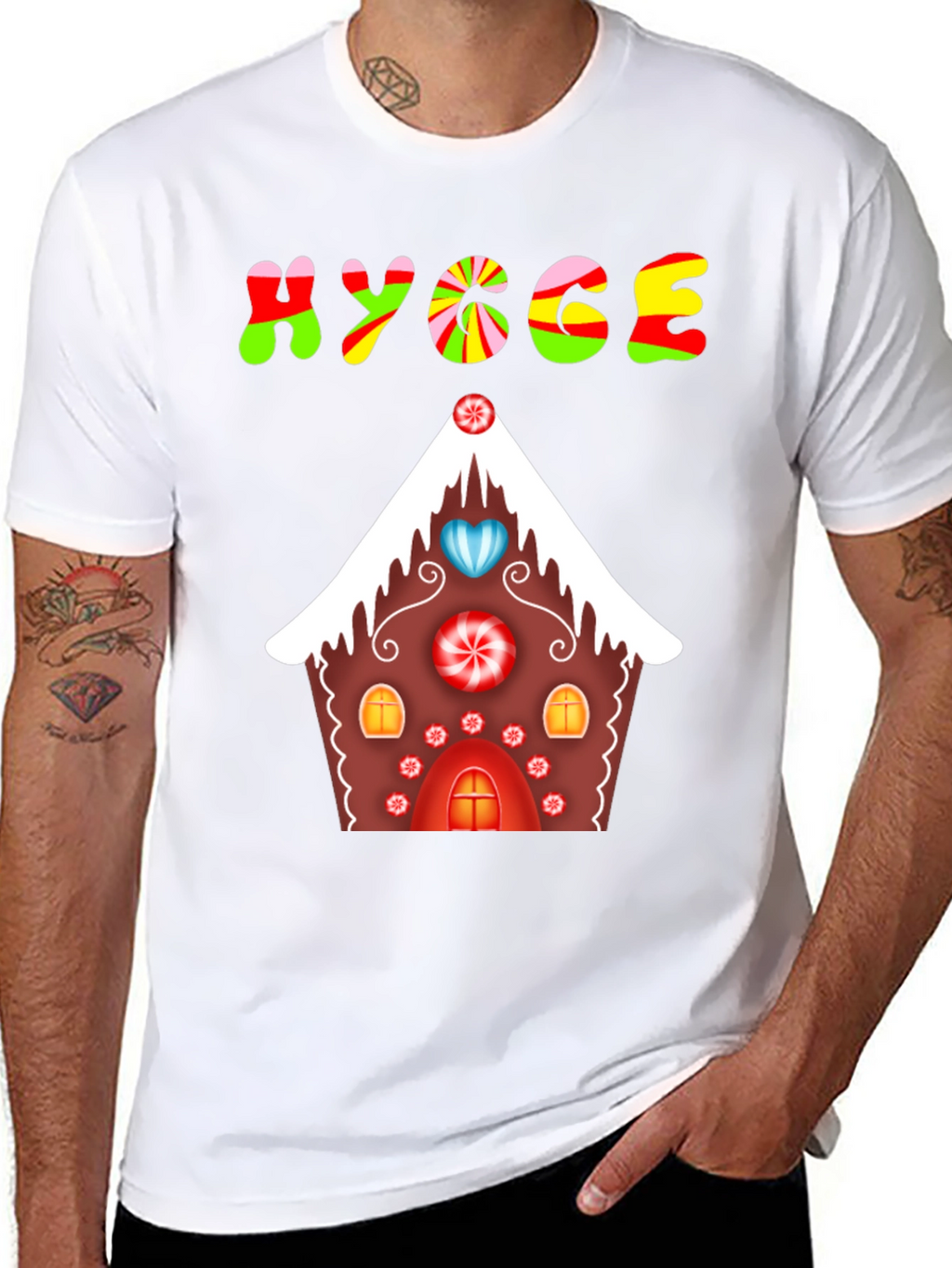 Hygge Gingerbread House Graphic Tee - Festive Comfort