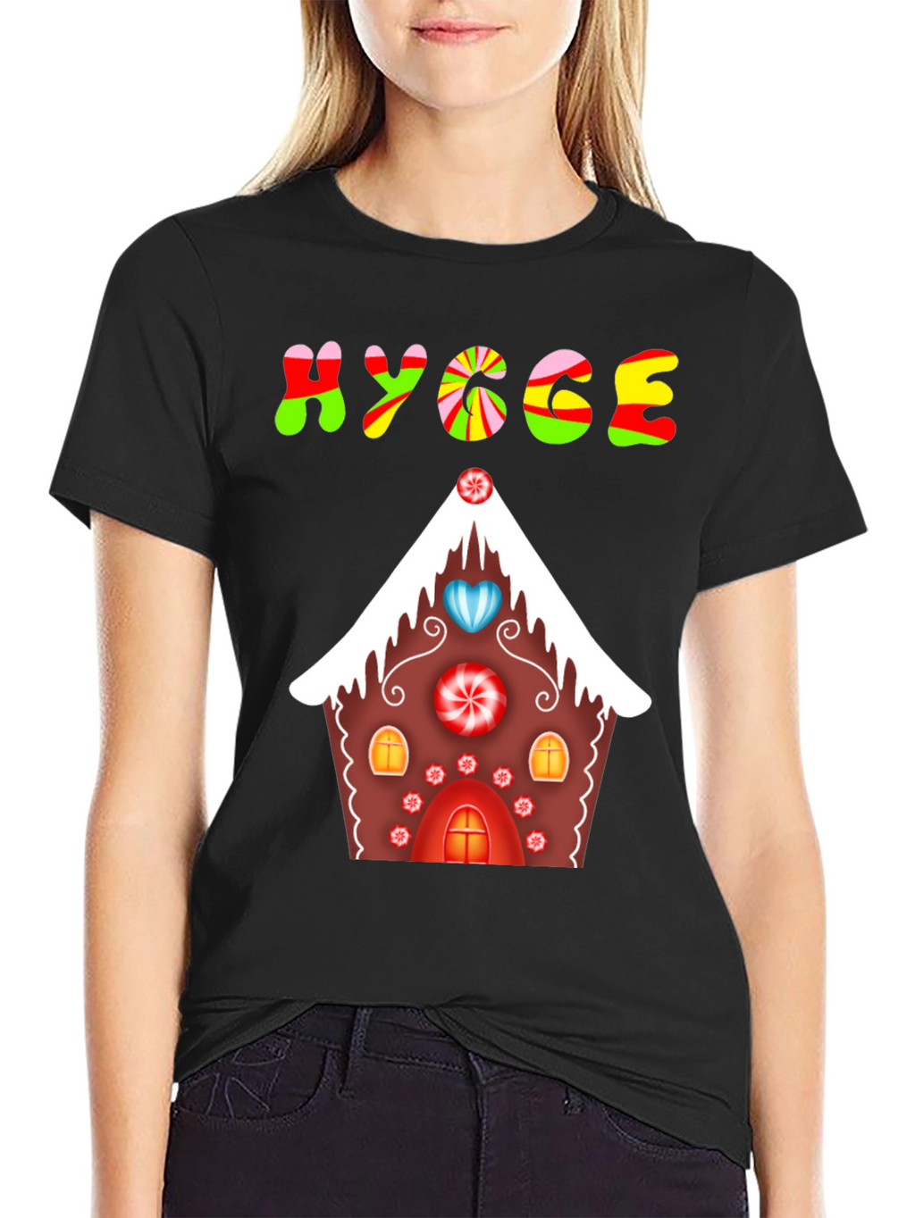 Hygge Gingerbread House Graphic Tee - Festive Comfort