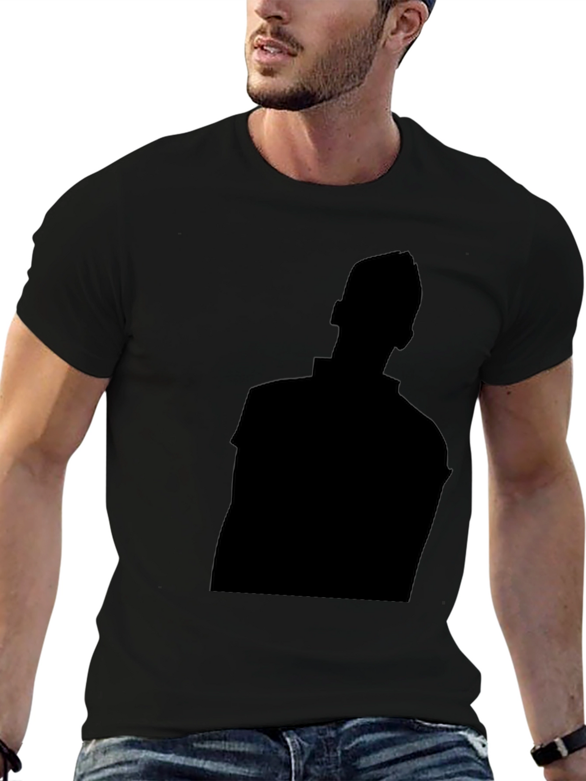 Mens Black Graphic Tee - Silhouette Design