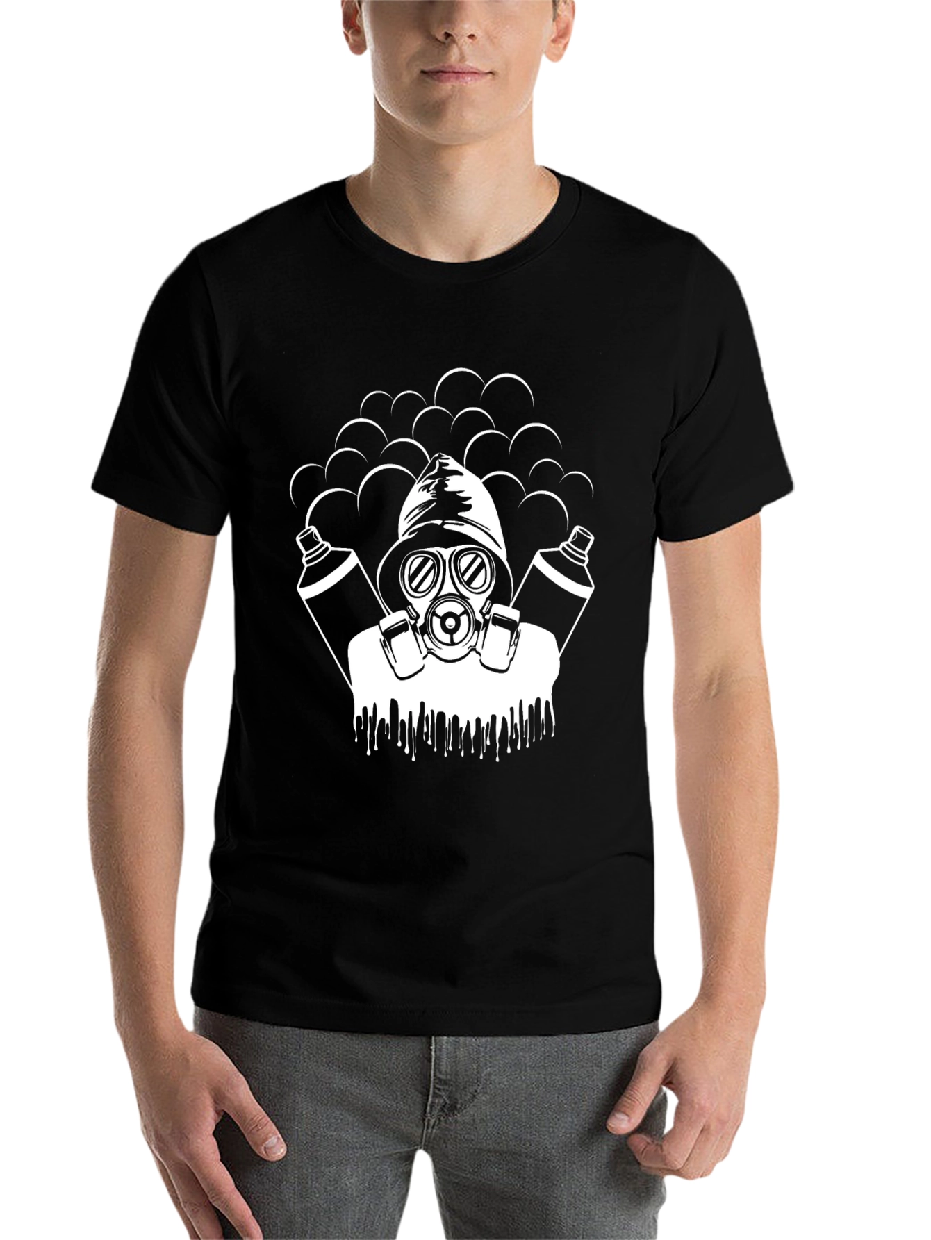 Cool Graphic T-Shirt - Gas Mask Graffiti Artist Black Tee