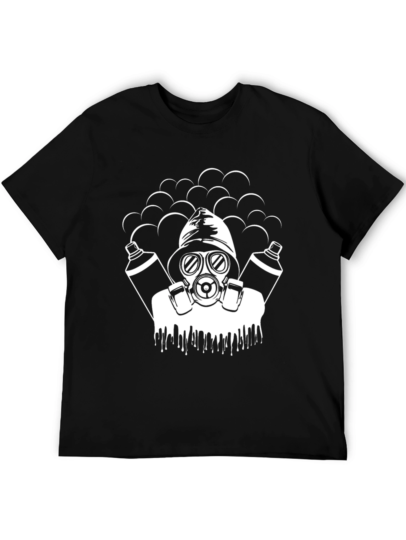 Cool Graphic T-Shirt - Gas Mask Graffiti Artist Black Tee