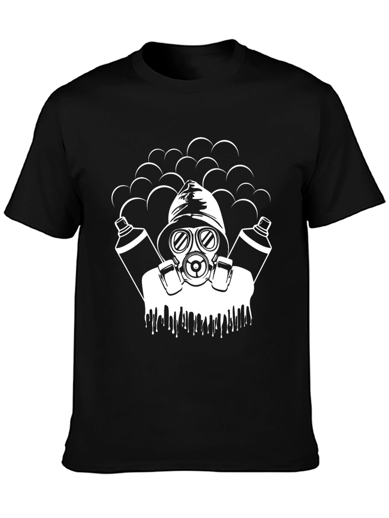 Cool Graphic T-Shirt - Gas Mask Graffiti Artist Black Tee
