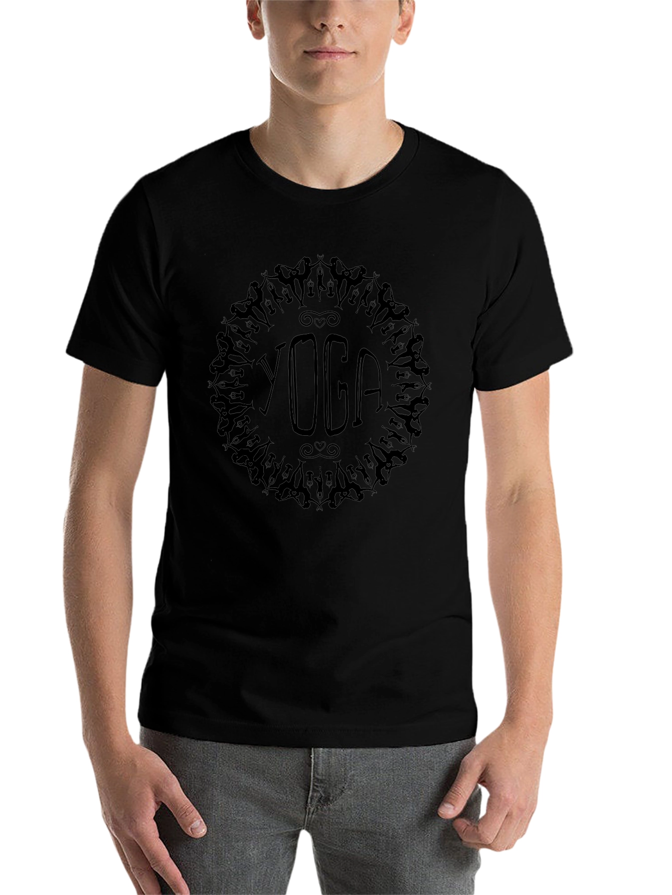 Yoga Graphic Tee - Black Cotton Blend