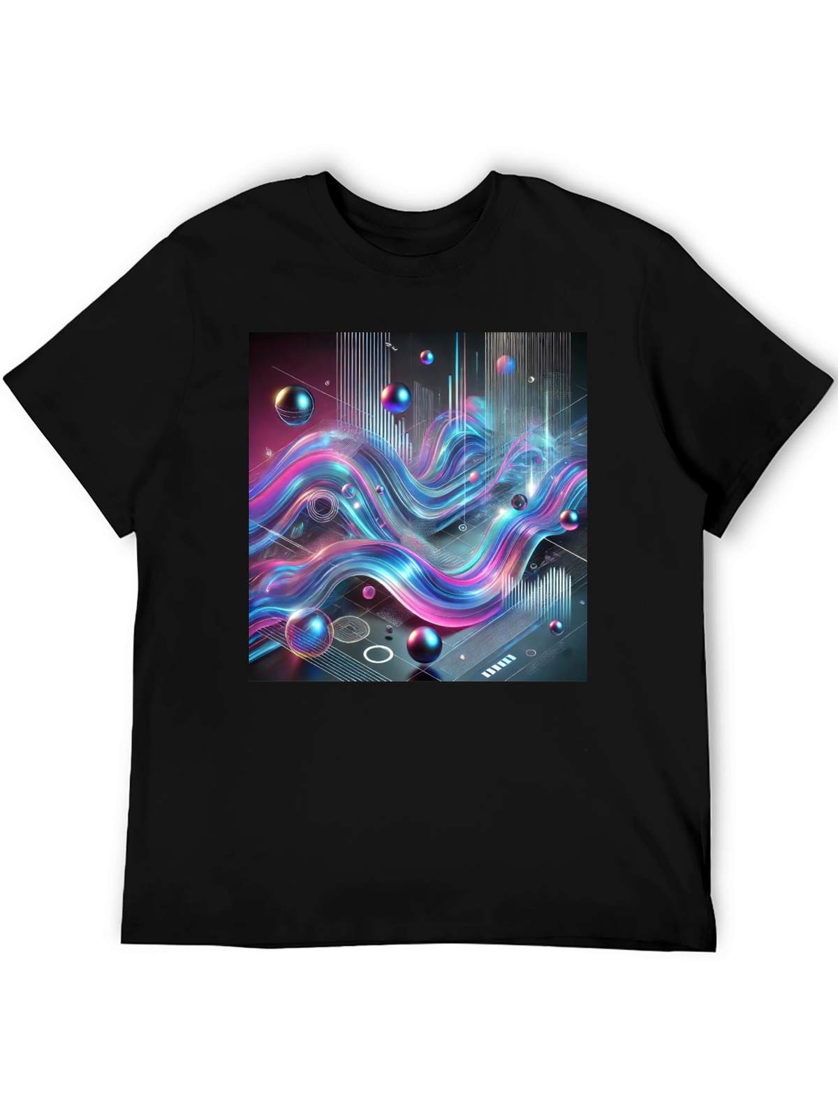Abstract Wave Graphic Tee - Modern Style