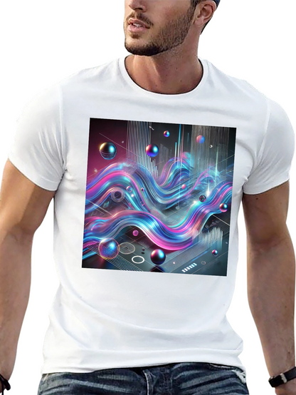 Abstract Wave Graphic Tee - Modern Style