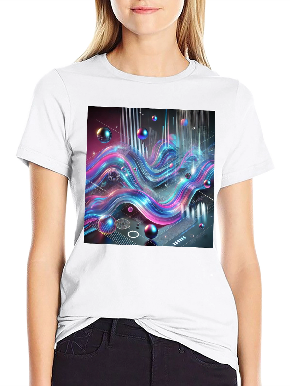 Abstract Wave Graphic Tee - Modern Style