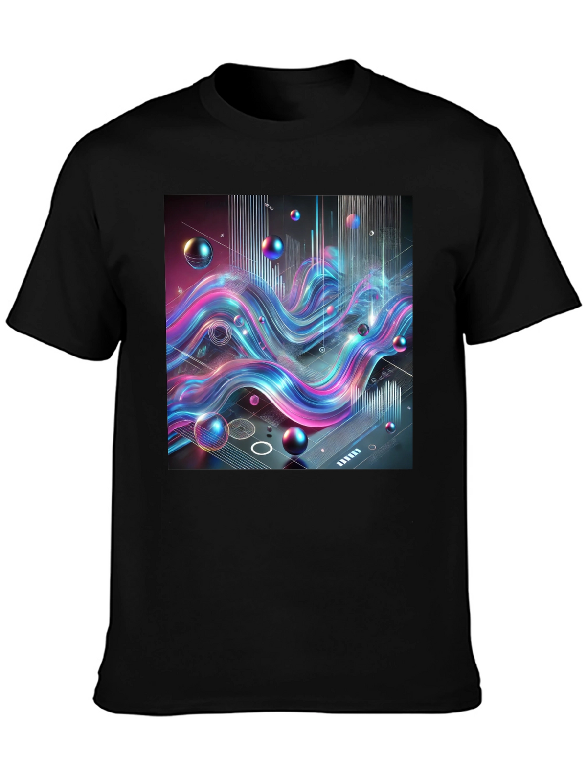 Abstract Wave Graphic Tee - Modern Style
