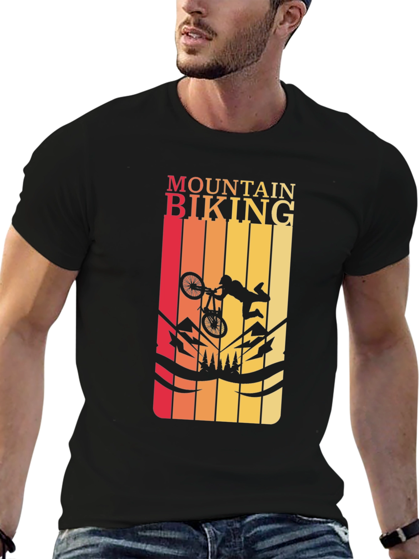 Mountain Biking Graphic Tee - Black T-Shirt