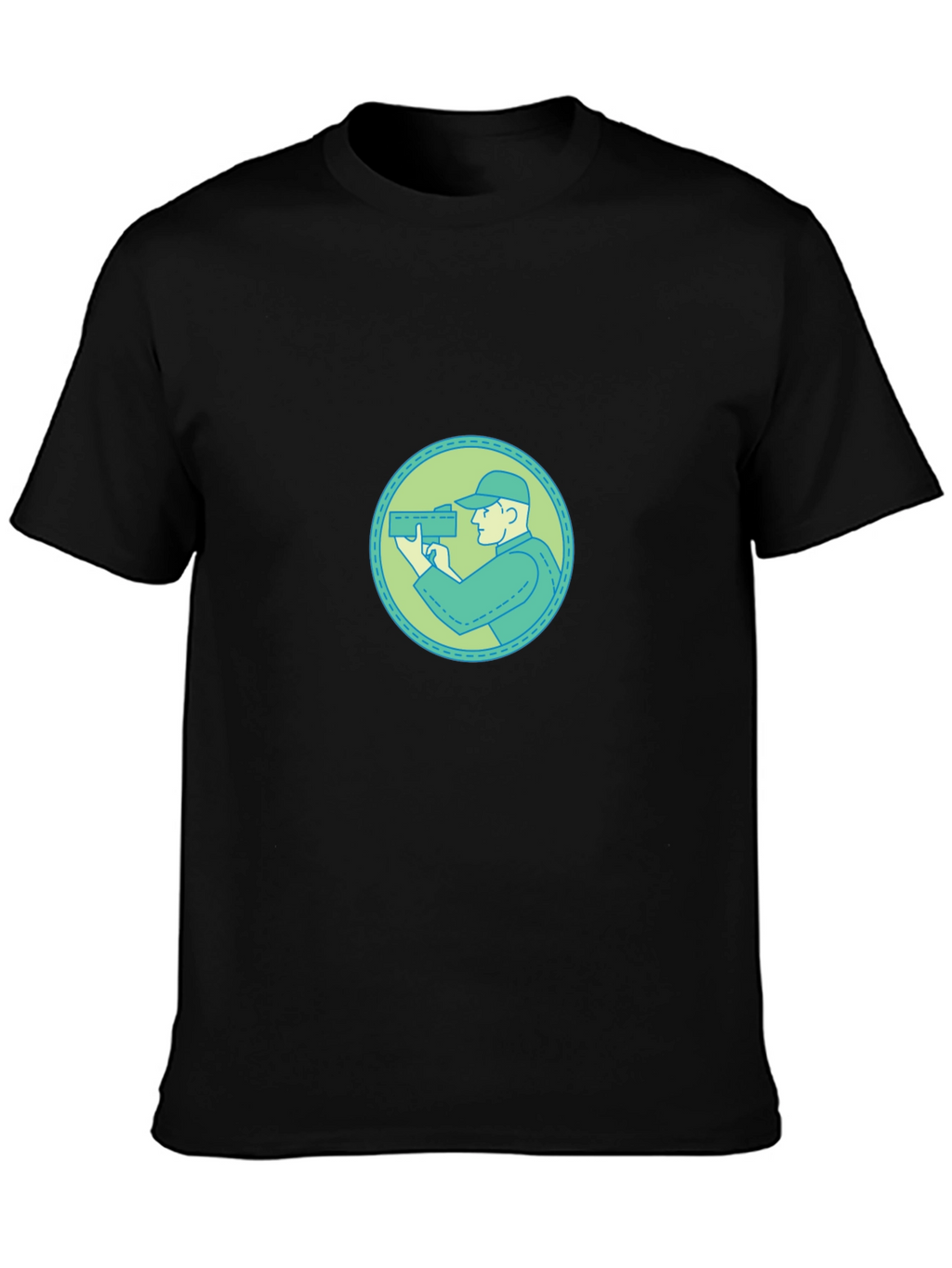 Graphic Tee - Cameraman Design Black Cotton