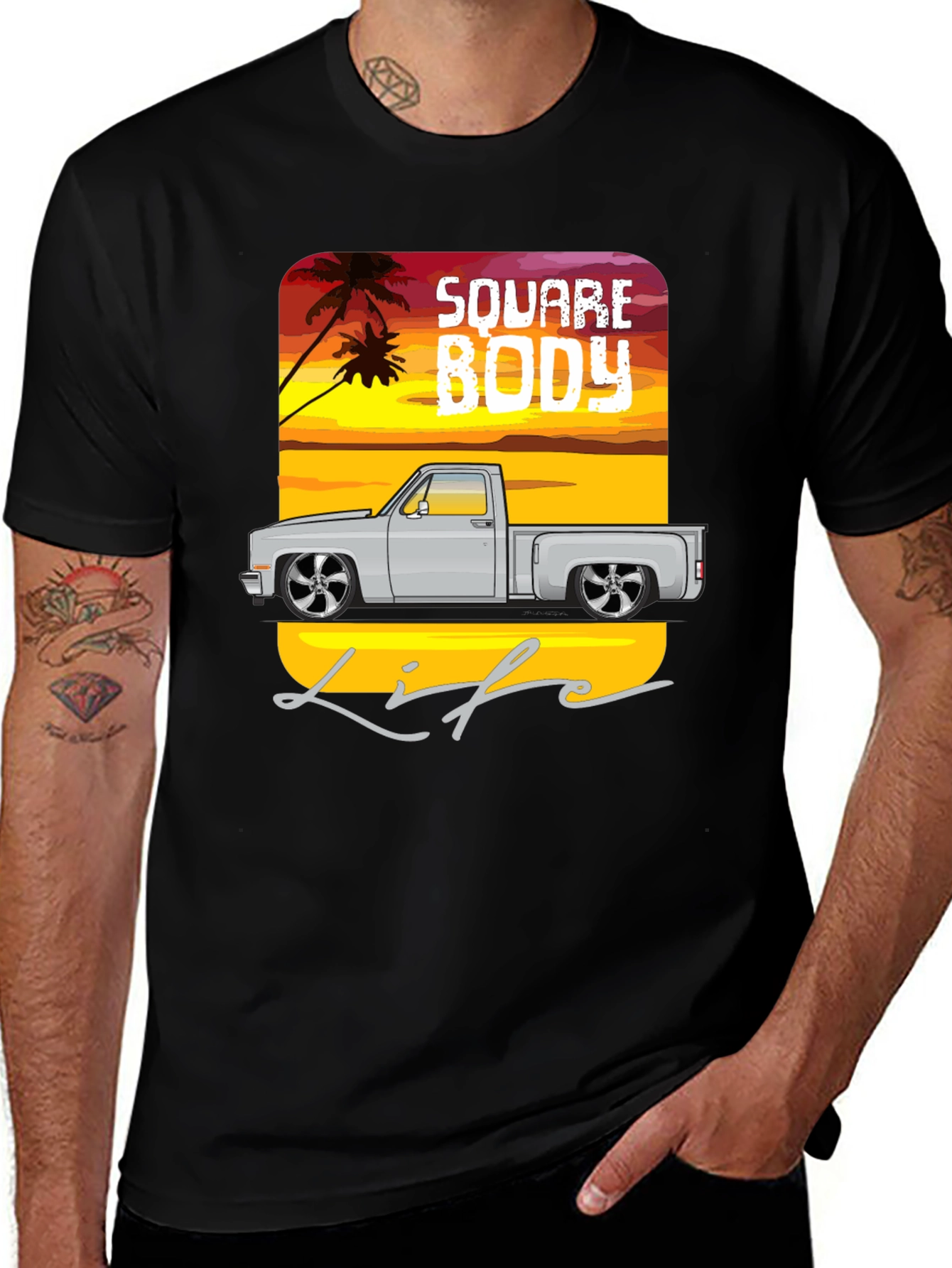 Square Body Life Black Graphic T-Shirt