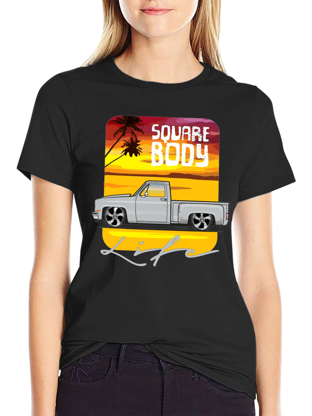 Square Body Life Black Graphic T-Shirt