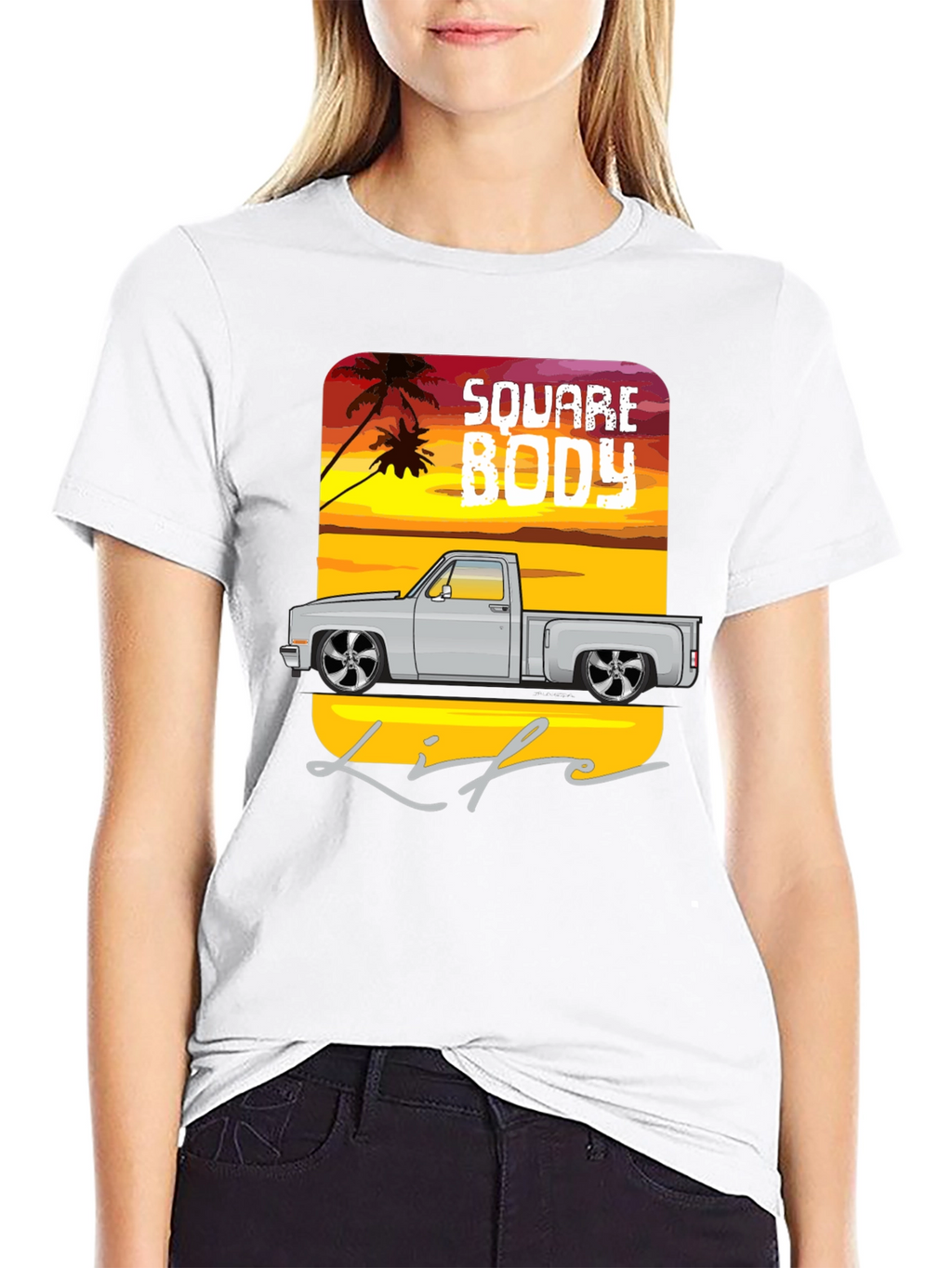 Square Body Life Black Graphic T-Shirt