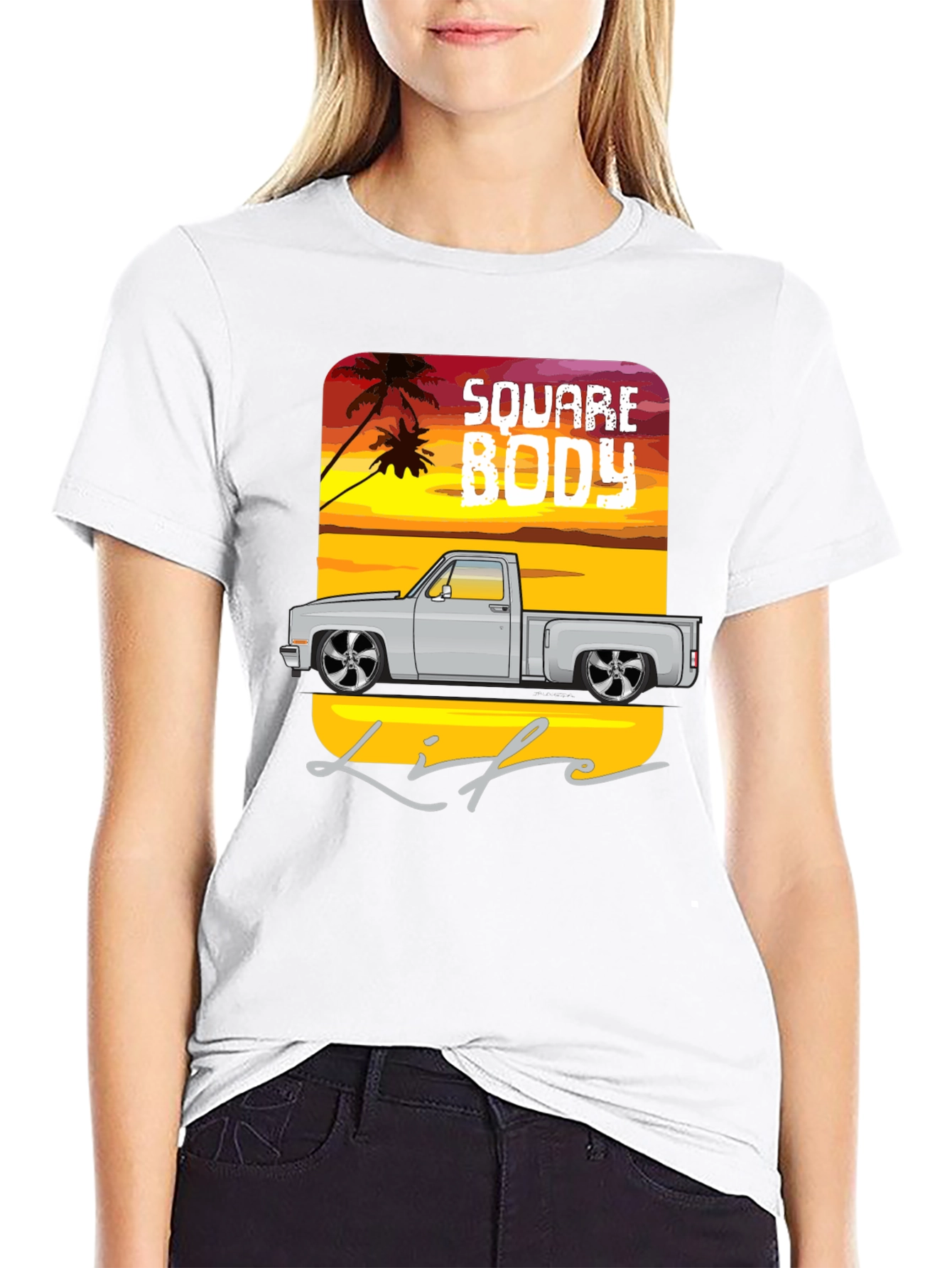Square Body Life Black Graphic T-Shirt