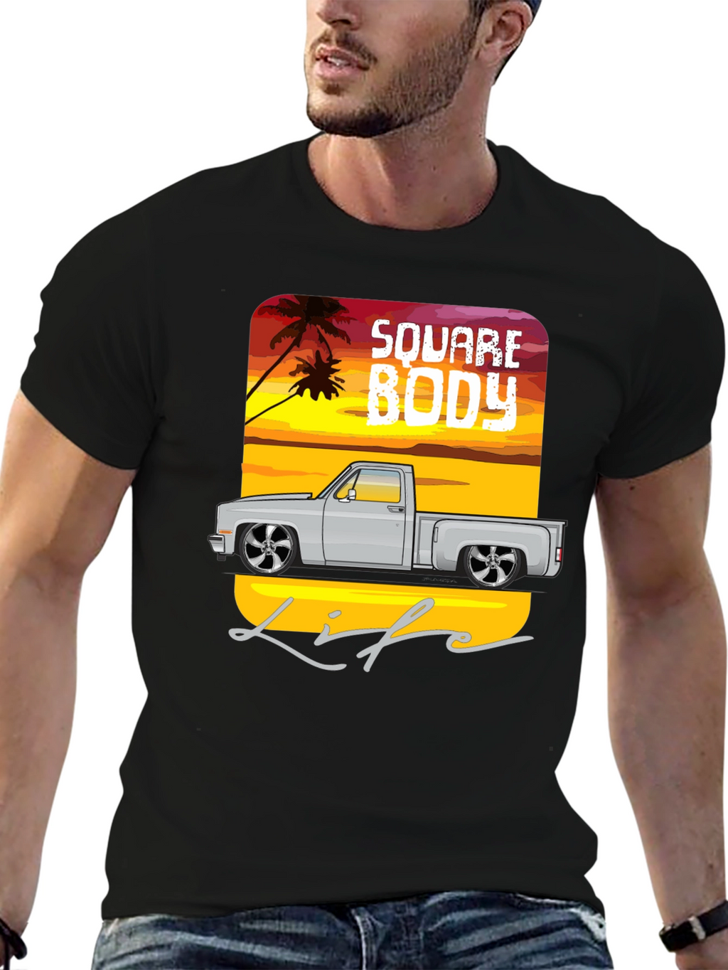 Square Body Life Black Graphic T-Shirt