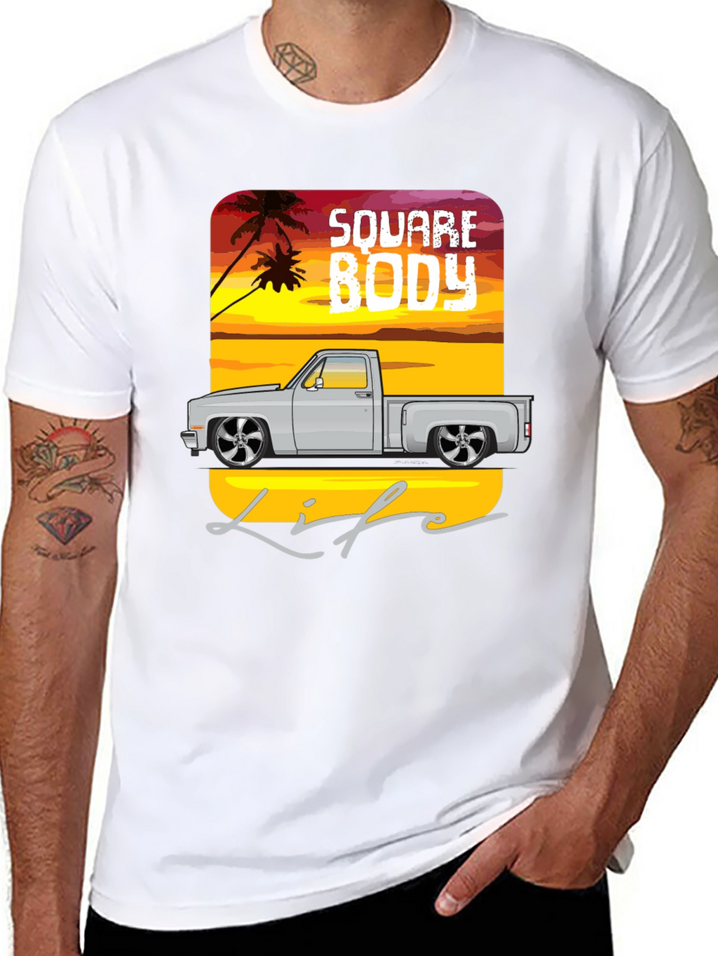 Square Body Life Black Graphic T-Shirt