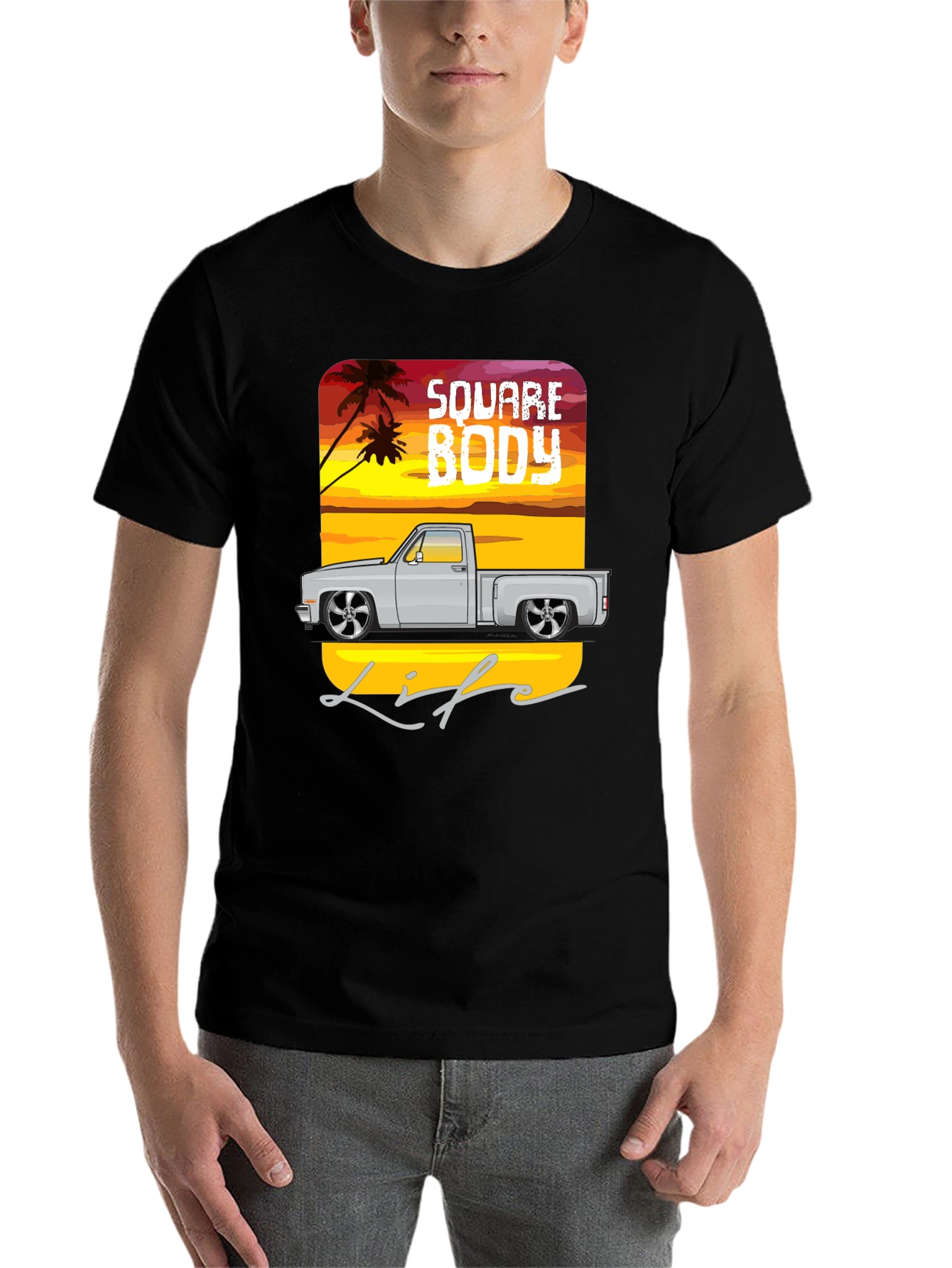 Square Body Life Black Graphic T-Shirt