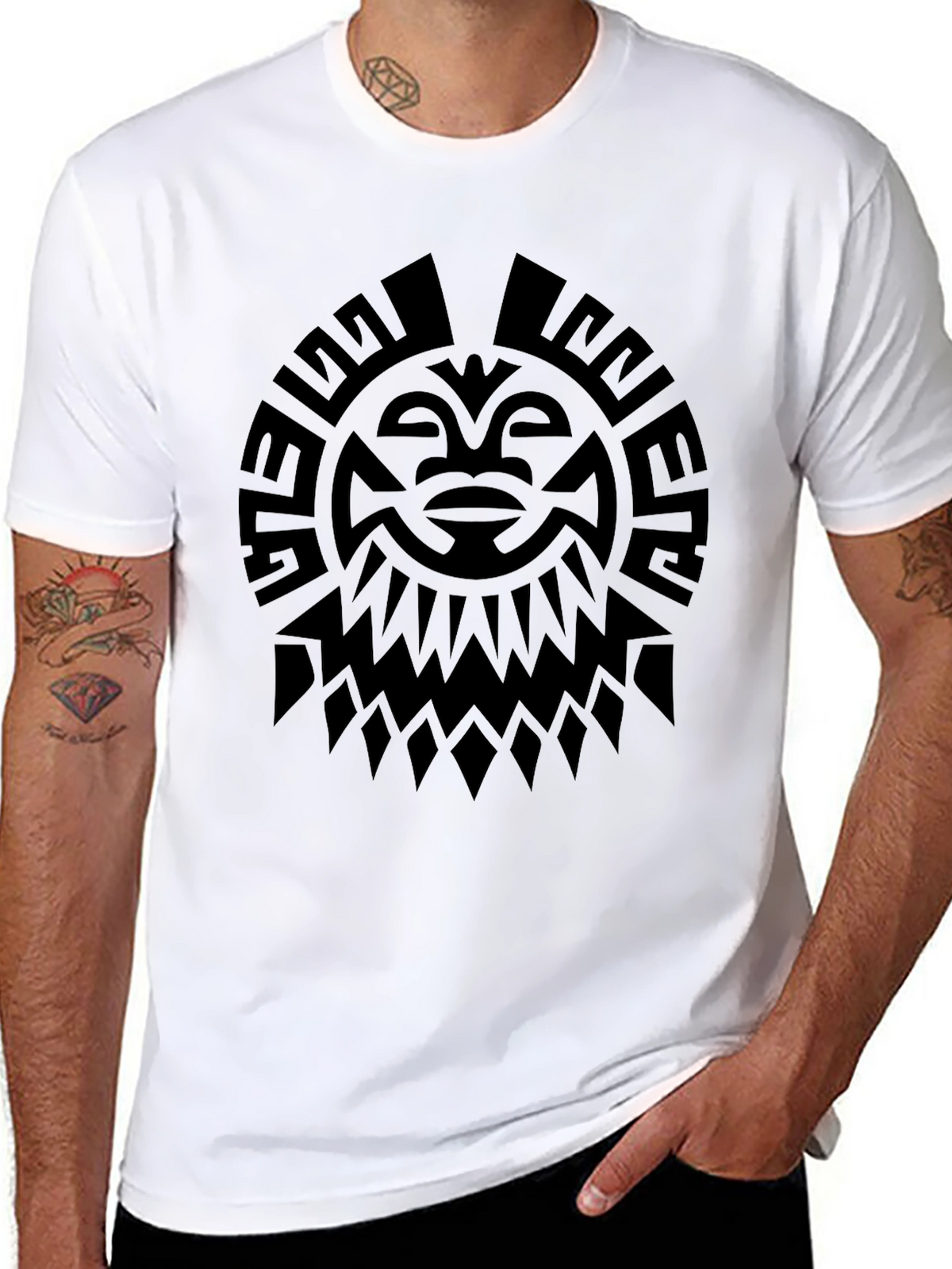 Tribal Sun Graphic Tee - Black