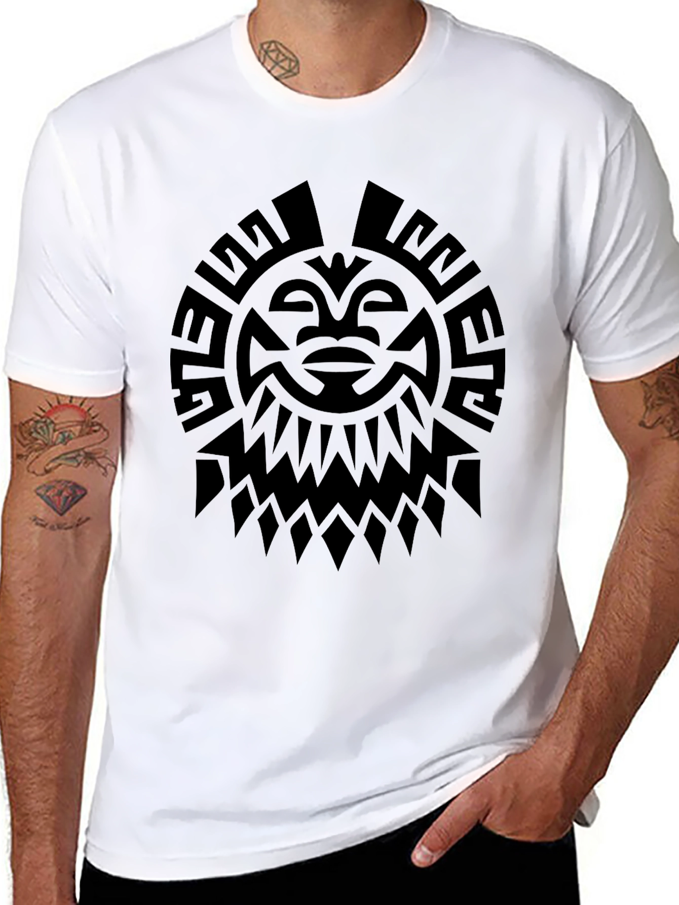 Tribal Sun Graphic Tee - Black
