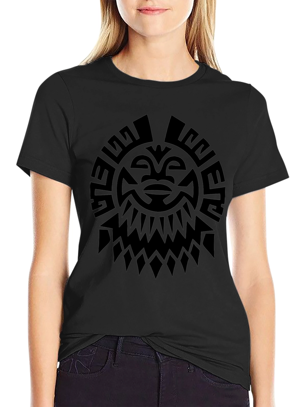 Tribal Sun Graphic Tee - Black