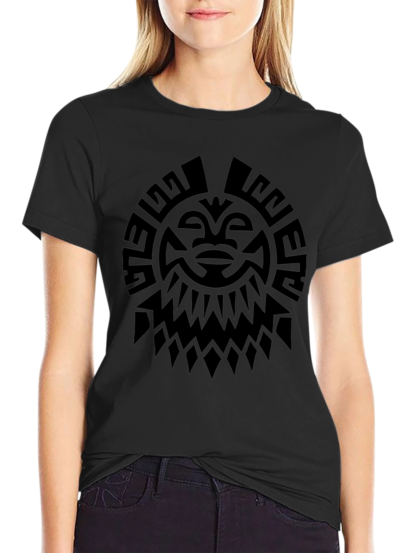 Tribal Sun Graphic Tee - Black