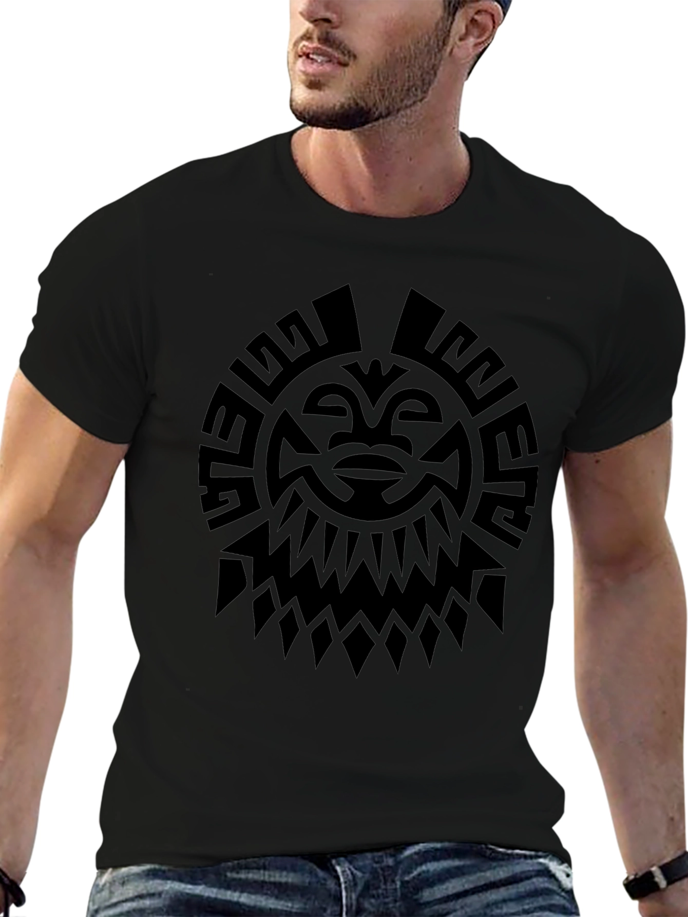 Tribal Sun Graphic Tee - Black