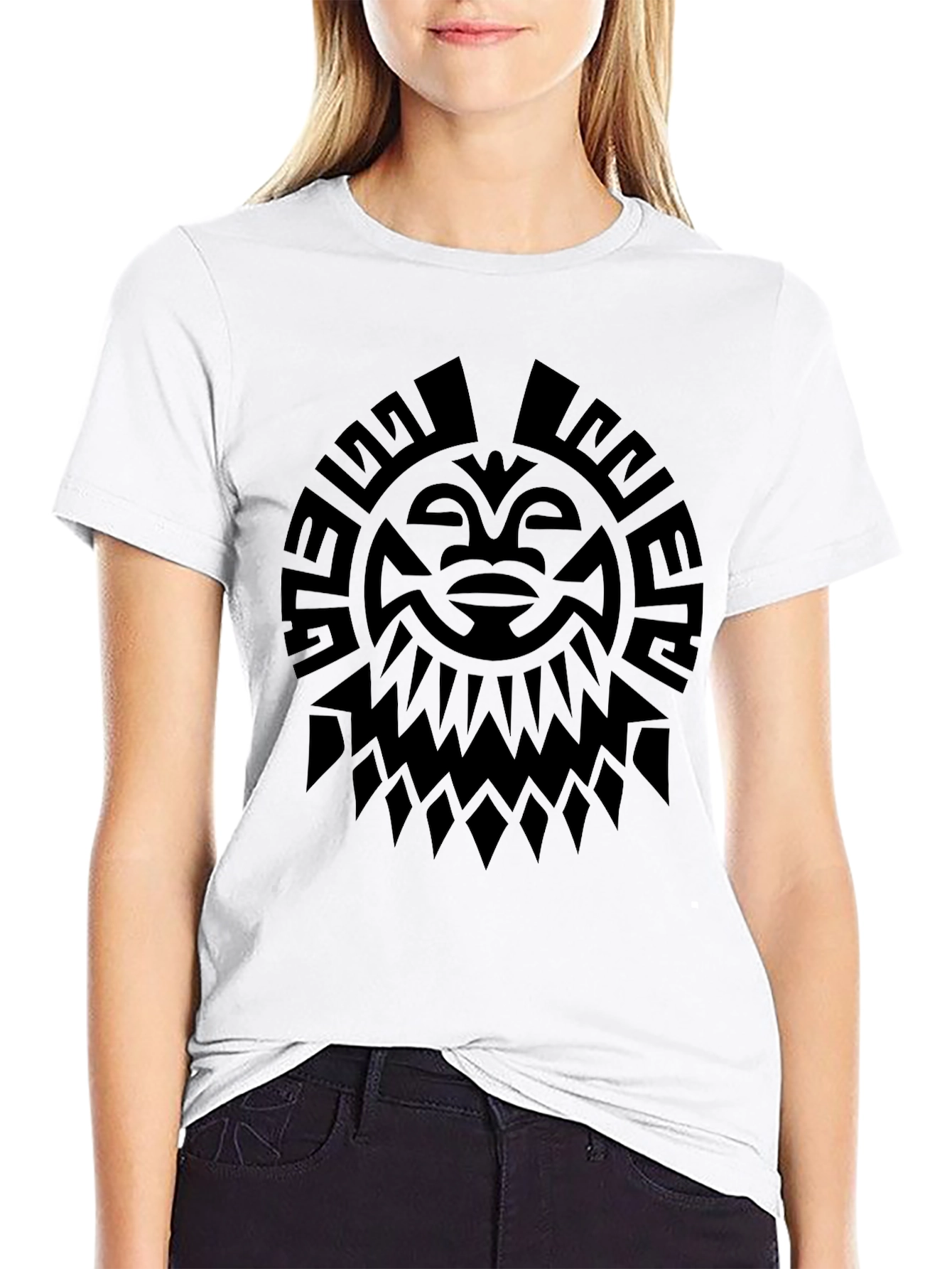 Tribal Sun Graphic Tee - Black