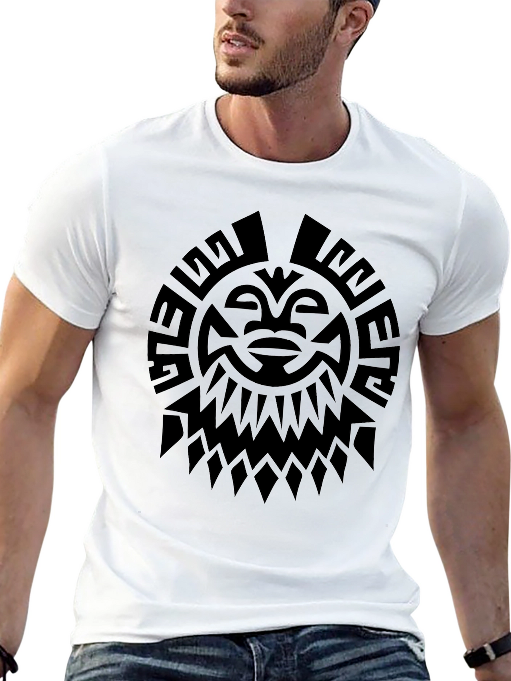 Tribal Sun Graphic Tee - Black
