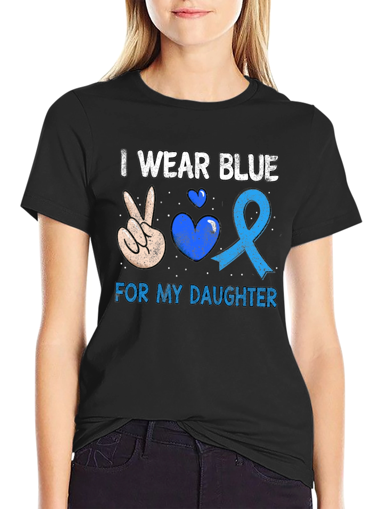 I Wear Blue For My Daughter T-Shirt Autism Awareness