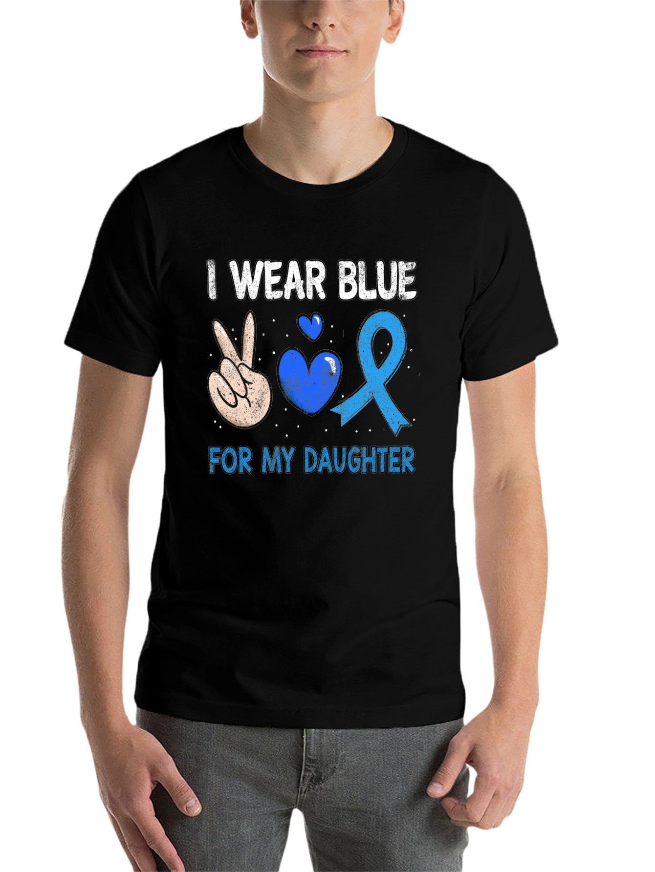 I Wear Blue For My Daughter T-Shirt Autism Awareness