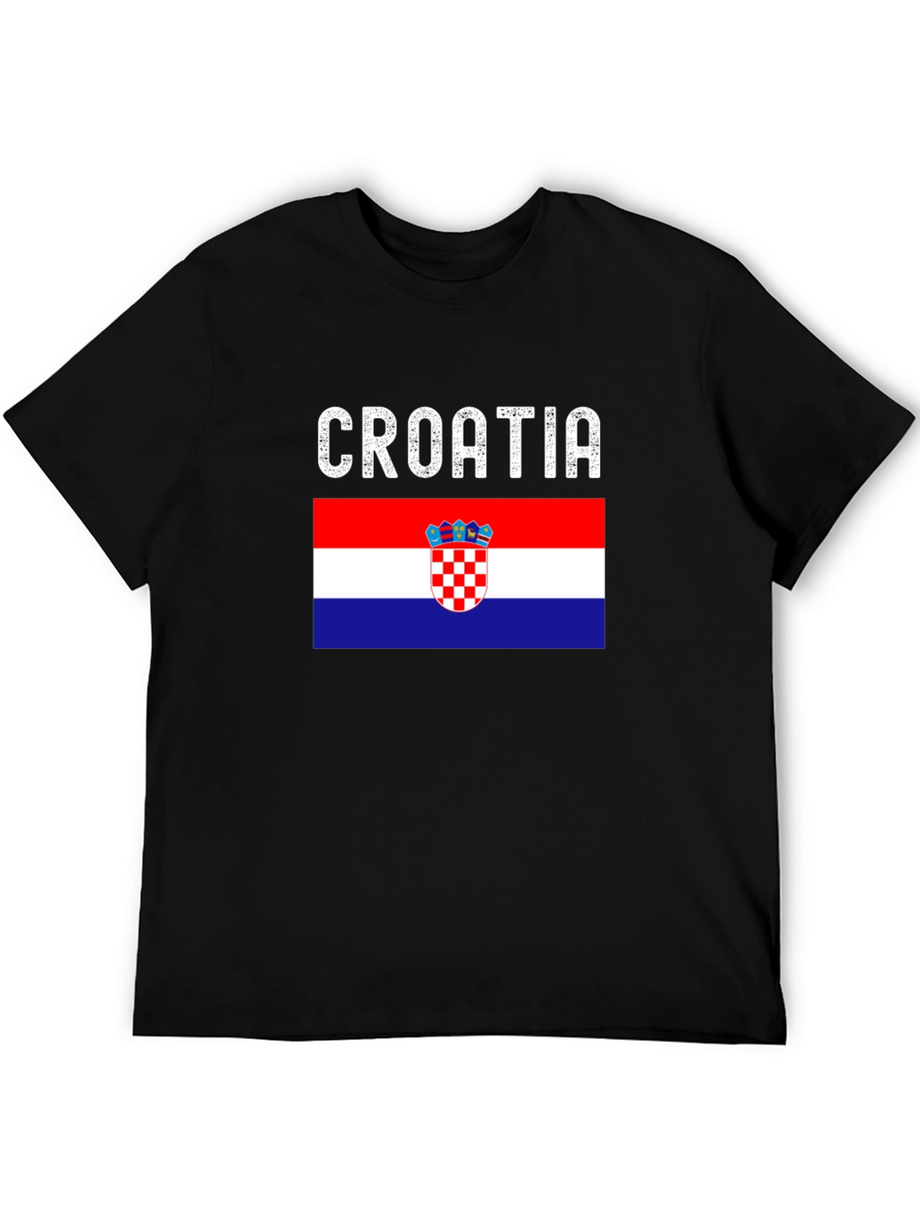 Croatia Flag T-Shirt - Black Cotton Tee
