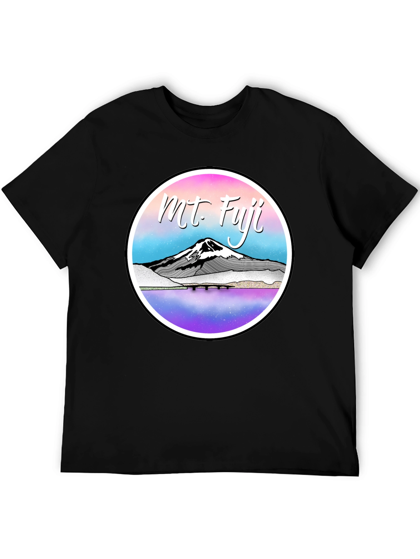 Mt. Fuji Graphic Tee - Black Cotton Blend T-Shirt