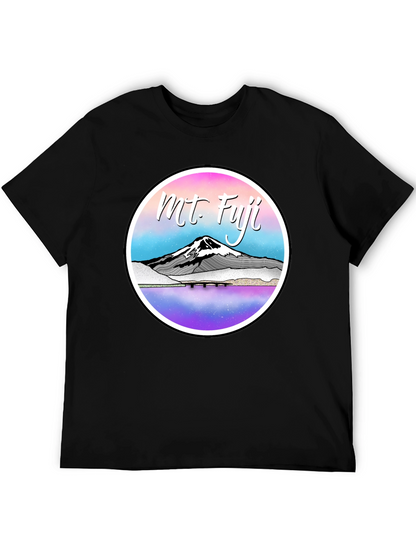 Mt. Fuji Graphic Tee - Black Cotton Blend T-Shirt