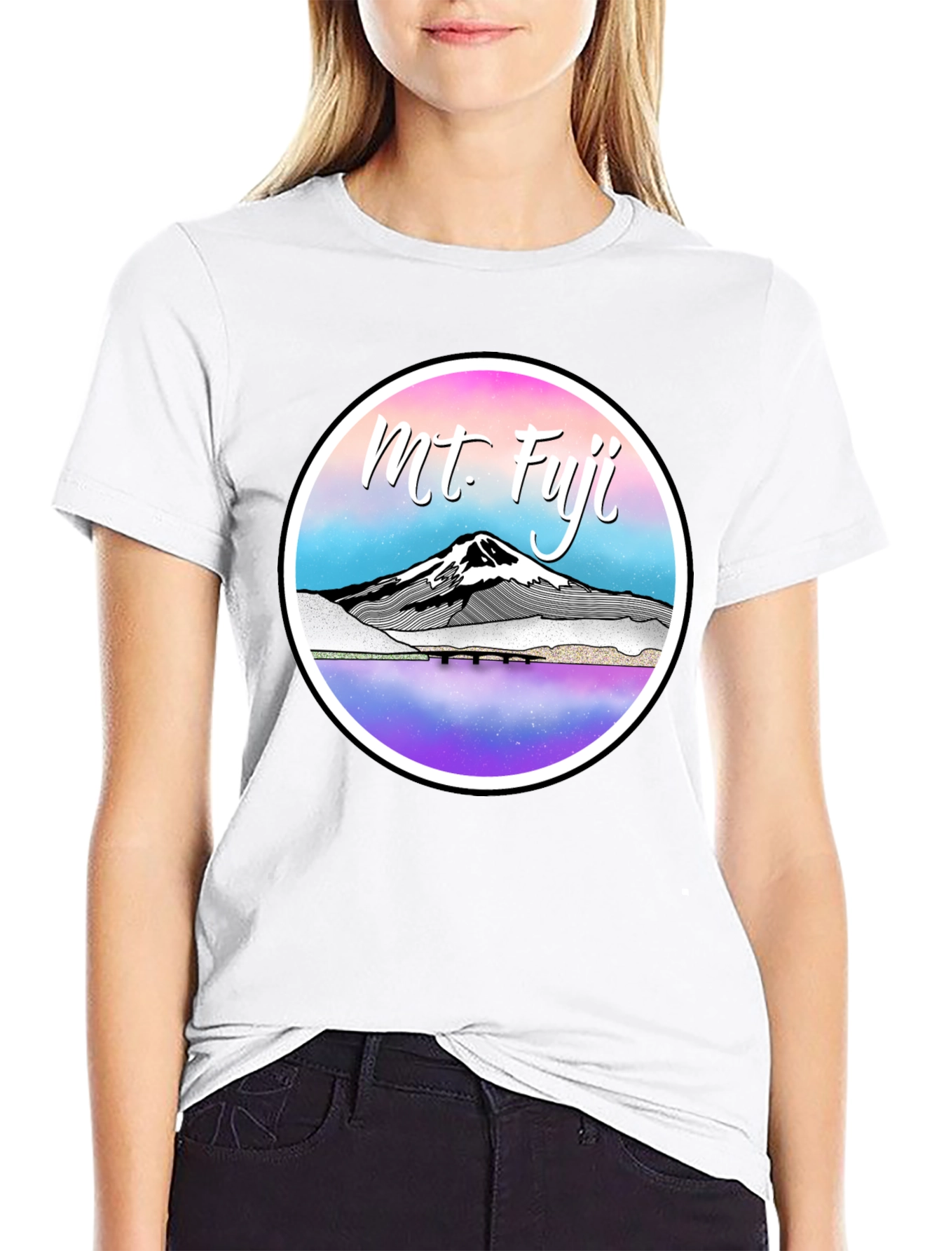 Mt. Fuji Graphic Tee - Black Cotton Blend T-Shirt