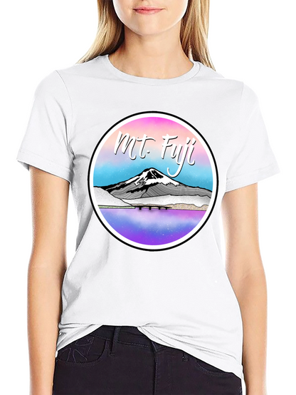 Mt. Fuji Graphic Tee - Black Cotton Blend T-Shirt