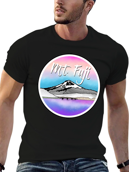 Mt. Fuji Graphic Tee - Black Cotton Blend T-Shirt