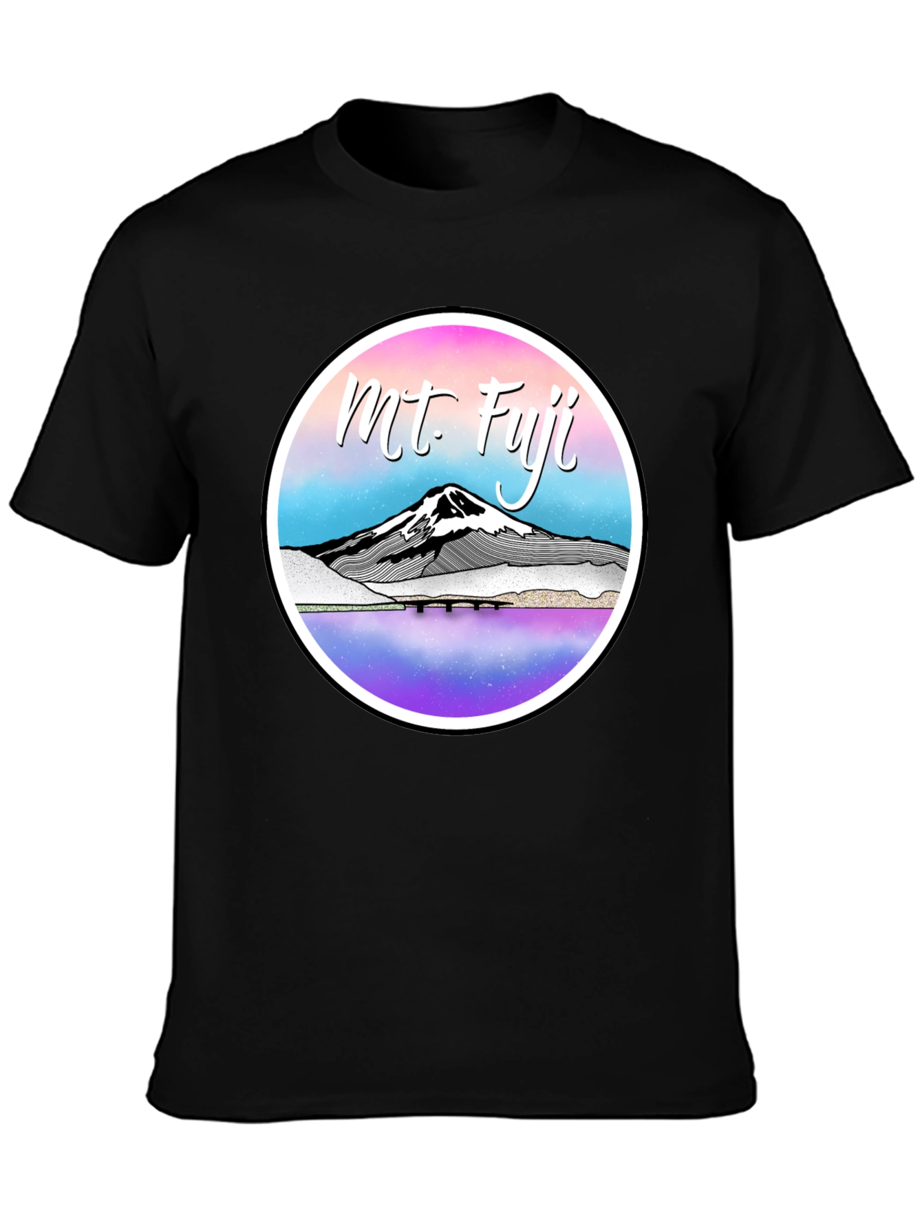 Mt. Fuji Graphic Tee - Black Cotton Blend T-Shirt