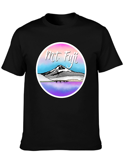 Mt. Fuji Graphic Tee - Black Cotton Blend T-Shirt