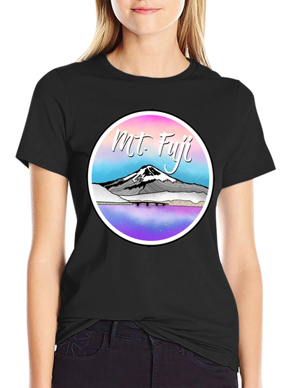 Mt. Fuji Graphic Tee - Black Cotton Blend T-Shirt