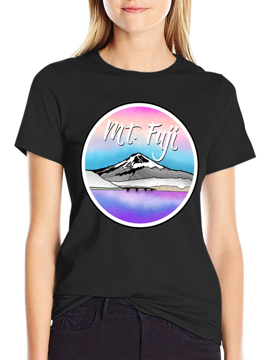 Mt. Fuji Graphic Tee - Black Cotton Blend T-Shirt