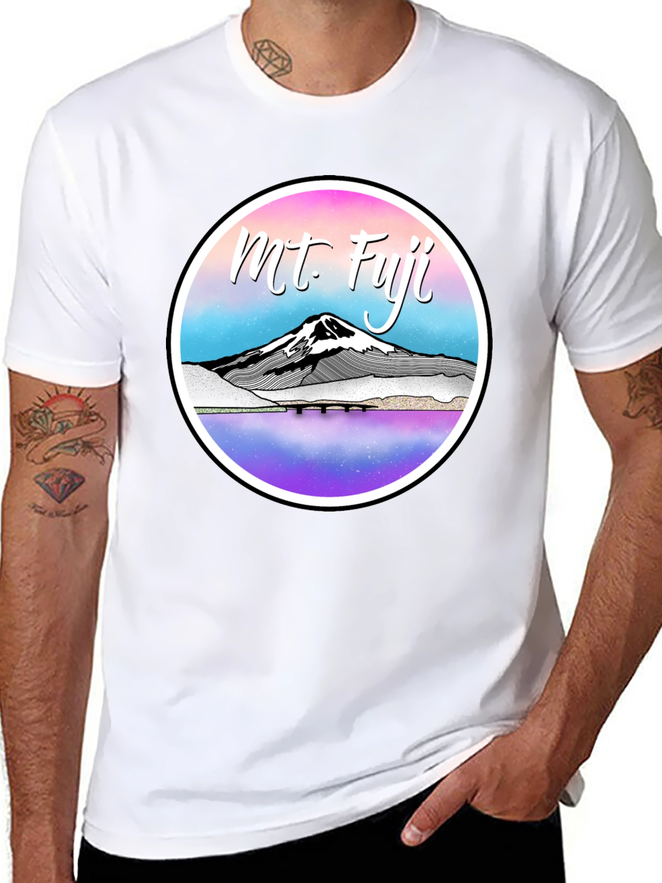 Mt. Fuji Graphic Tee - Black Cotton Blend T-Shirt