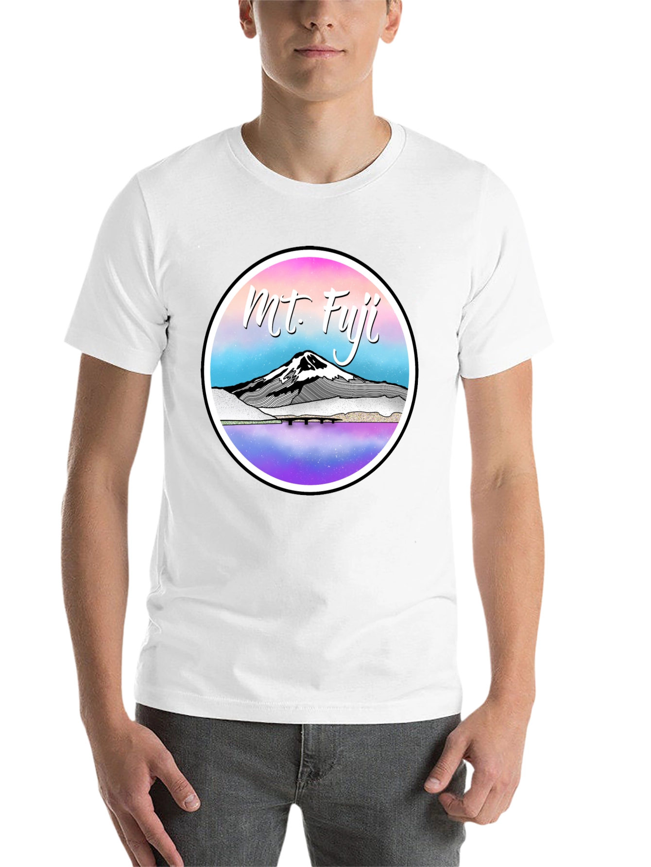 Mt. Fuji Graphic Tee - Black Cotton Blend T-Shirt