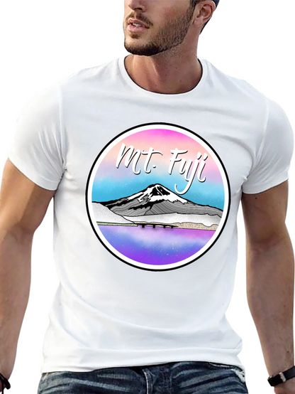 Mt. Fuji Graphic Tee - Black Cotton Blend T-Shirt